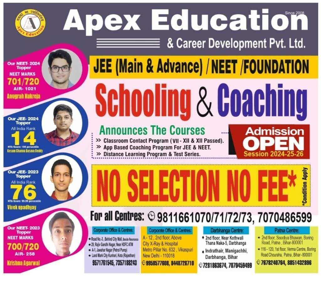 pamphlet of Apex education for session 2024